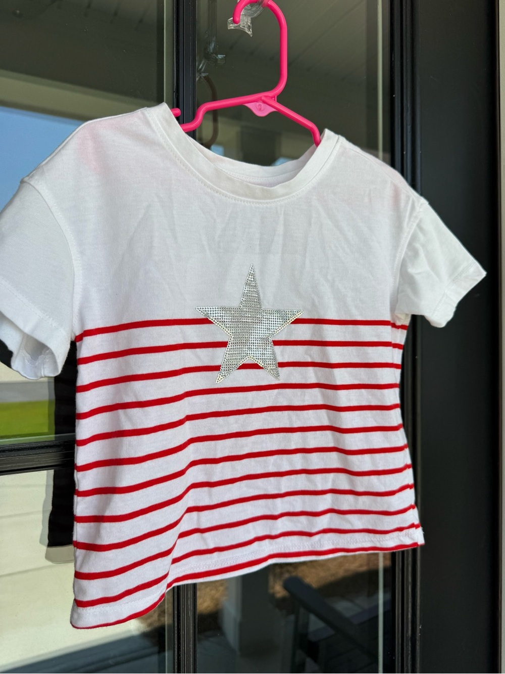 Cat & Jack White Tee with Red Stripes and Silver Star